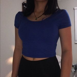 blue crop top